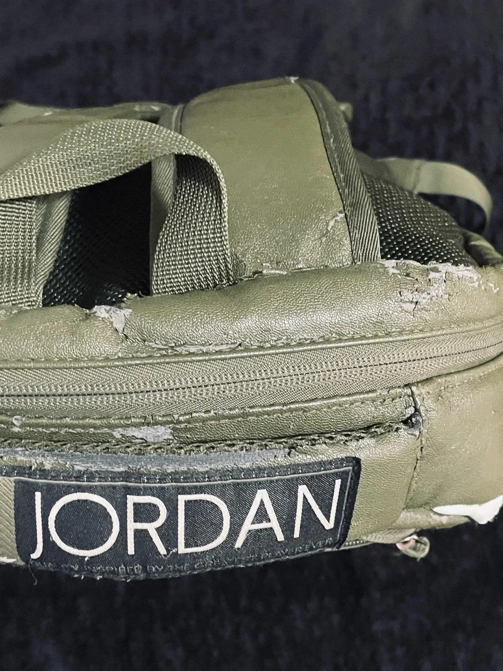 Jordan Olive Green and White Leather Backpack